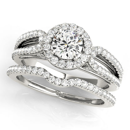 14K White Gold Engagement Rings Halo Round With 0.84 TCW Diamond (I2, H-I)