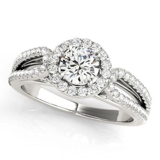 14K White Gold Engagement Rings Halo Round With 0.84 TCW Diamond (I2, H-I)