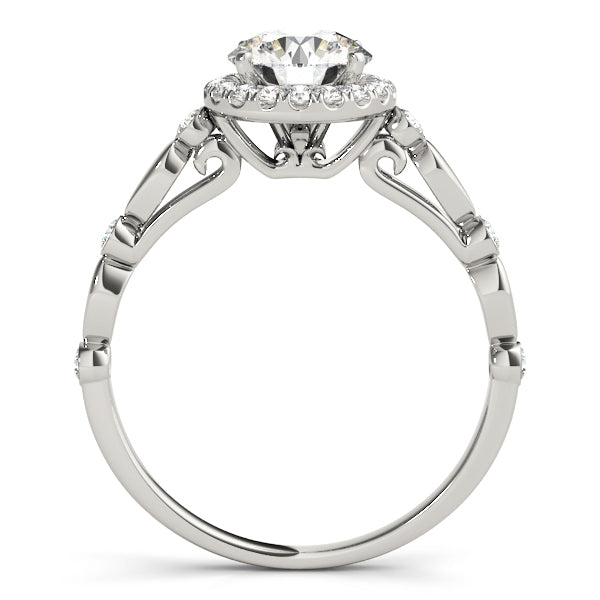 14K White Gold Engagement Rings Halo Round With 0.33 TCW Diamond (SI1-SI2, G-H)