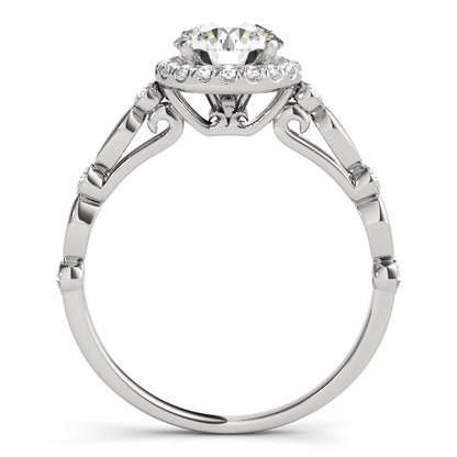 14K White Gold Engagement Rings Halo Round With 0.33 TCW Diamond (SI1-SI2, G-H)