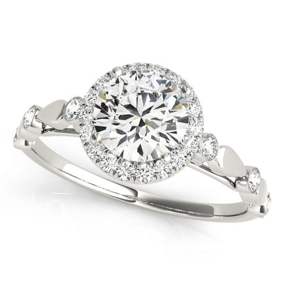 14K White Gold Engagement Rings Halo Round With 0.33 TCW Diamond (SI1-SI2, G-H)