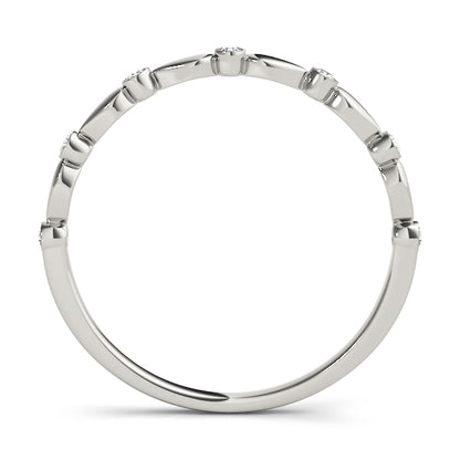 14K White Gold Wedding Bands Bezel Set With 0.07 TCW Diamond (SI2, H-I)
