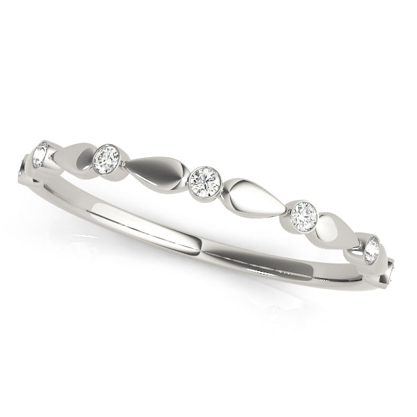 14K White Gold Wedding Bands Bezel Set With 0.07 TCW Diamond (SI2, H-I)