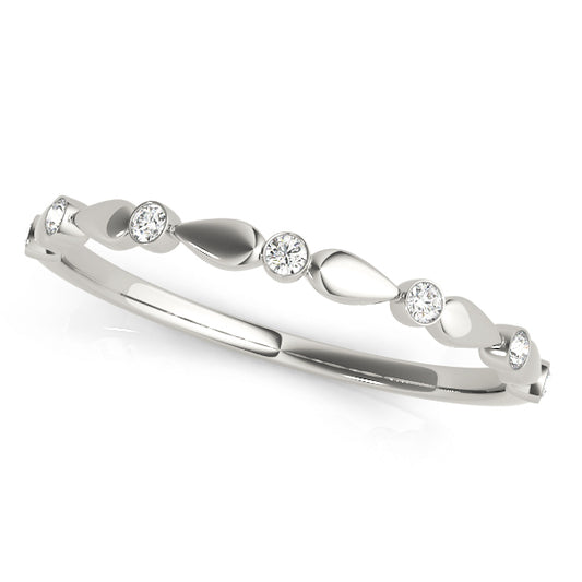 14K White Gold Wedding Bands Bezel Set With 0.07 TCW Diamond (SI2, H-I)