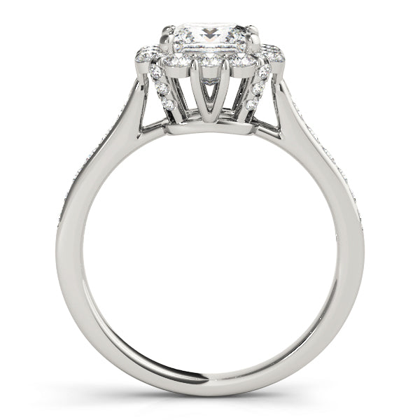 14K White Gold Engagement Rings Halo Square & Cushion With 0.29 TCW Diamond (SI1-SI2, G-H)