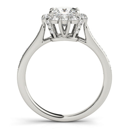 14K White Gold Engagement Rings Halo Square & Cushion With 0.29 TCW Diamond (SI1-SI2, G-H)