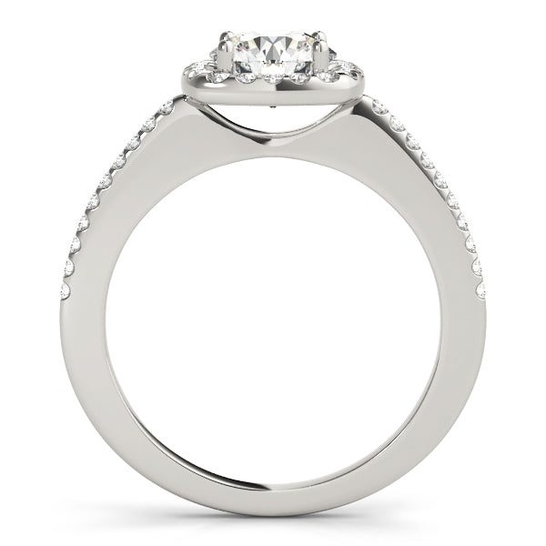 14K White Gold Engagement Rings Halo Round With 0.96 TCW Diamond (I1, H-I)