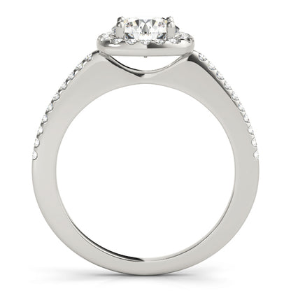 14K White Gold Engagement Rings Halo Round With 0.96 TCW Diamond (I1, H-I)