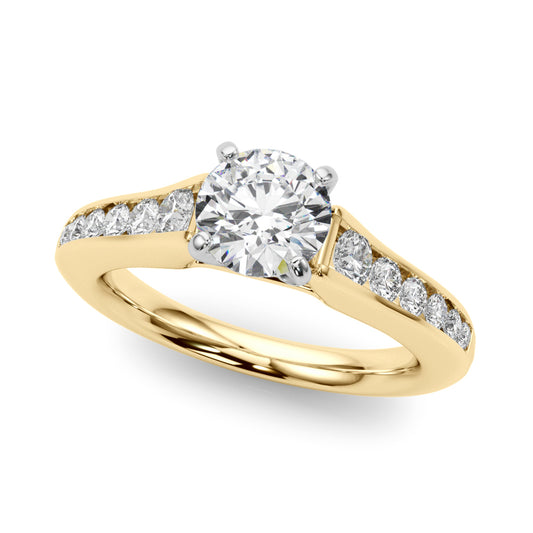 14K Yellow Gold Engagement Rings Single Row With 0.13 TCW Diamond (SI1, G)