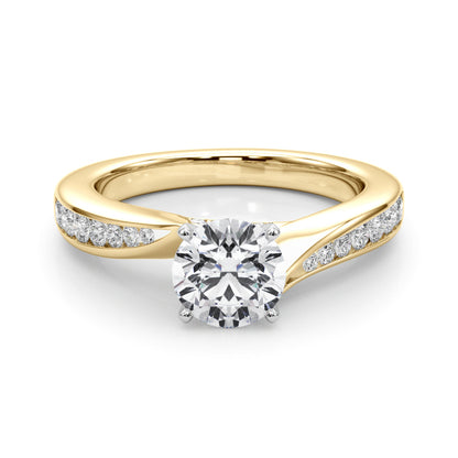 14K Yellow Gold Engagement Rings Single Row Prong Set With 0.08 TCW Diamond (SI1, G)