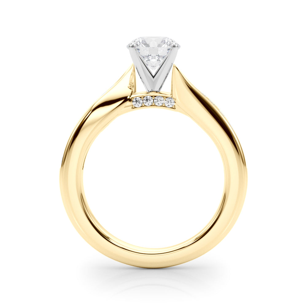 14K Yellow Gold Engagement Rings Single Row Prong Set With 0.08 TCW Diamond (SI1, G)