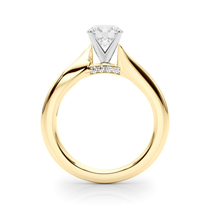 14K Yellow Gold Engagement Rings Single Row Prong Set With 0.08 TCW Diamond (SI1, G)