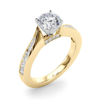 14K Yellow Gold Engagement Rings Single Row Prong Set With 0.08 TCW Diamond (SI1, G)