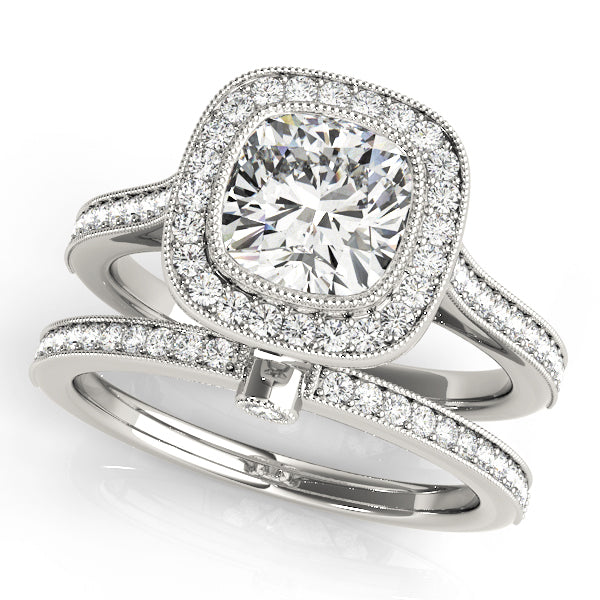14K White Gold Engagement Rings Halo Cushion With 2.34 TCW Diamond (SI1-SI2, G-H)