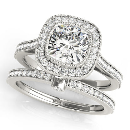 14K White Gold Engagement Rings Halo Cushion With 2.34 TCW Diamond (SI1-SI2, G-H)