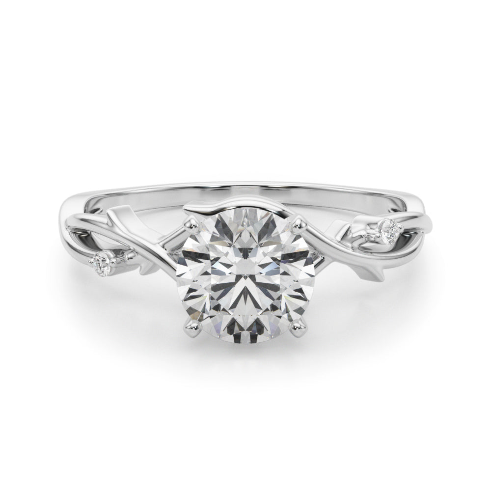 14K White Gold Engagement Rings With 0.02 TCW Diamond (SI1-SI2, G-H)