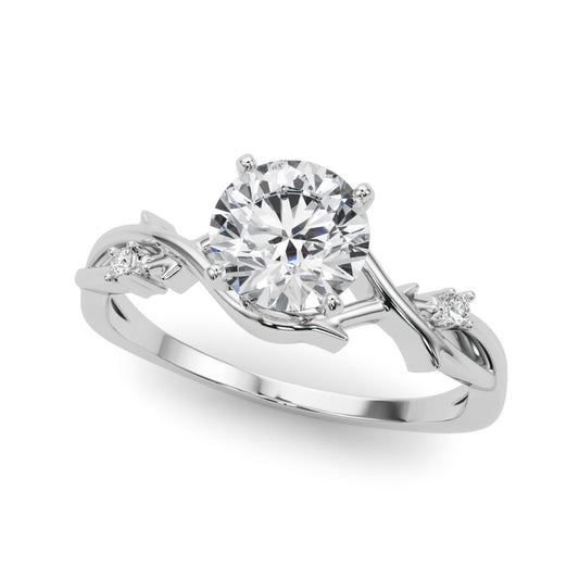 14K White Gold Engagement Rings With 0.02 TCW Diamond (SI1-SI2, G-H)