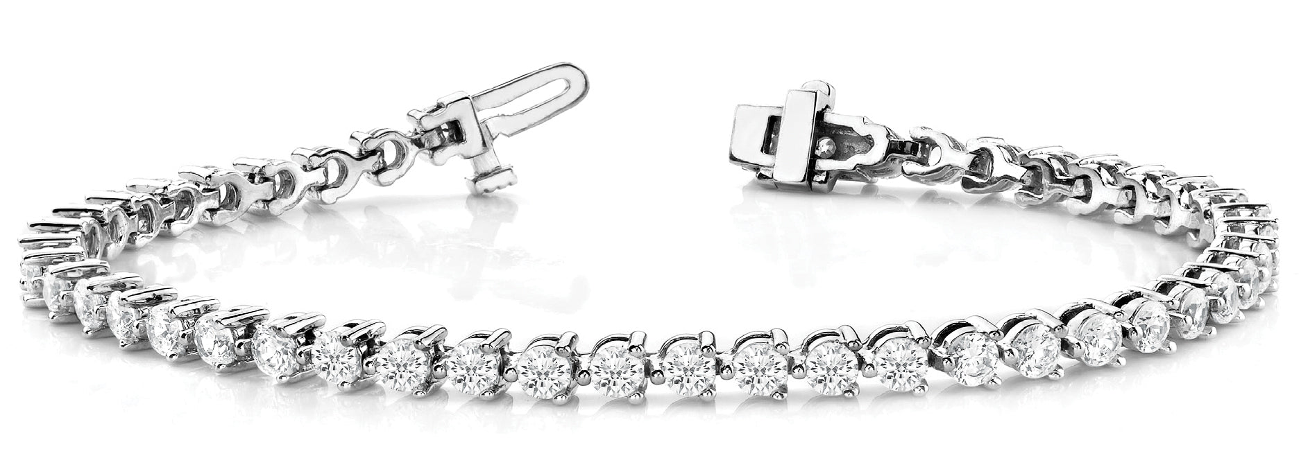 14K White Gold Bracelet In Line  Prong Set With 4.08 TCW Diamond (SI2, H-I)