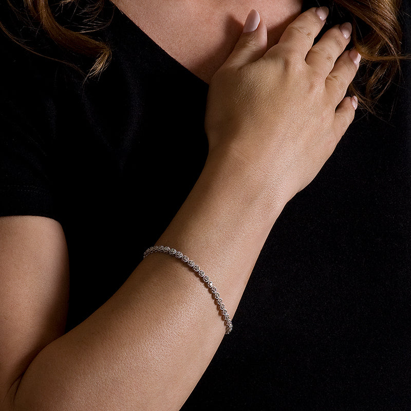 14K White Gold Milgrain Adjustable Bracelet With 0.96 TCW Diamond (I1, H-I)