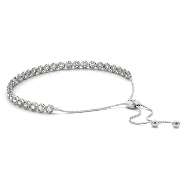 14K White Gold Milgrain Adjustable Bracelet With 0.96 TCW Diamond (I1, H-I)