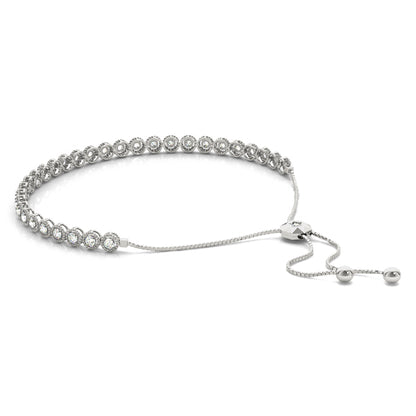 14K White Gold Milgrain Adjustable Bracelet With 0.96 TCW Diamond (I1, H-I)