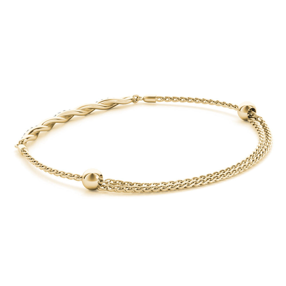 14K Yellow Gold Diamond Gold Twist Bracelet With 0.05 TCW Diamond (SI1-SI2, G-H)
