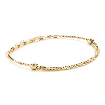 14K Yellow Gold Diamond Gold Twist Bracelet With 0.05 TCW Diamond (SI1-SI2, G-H)