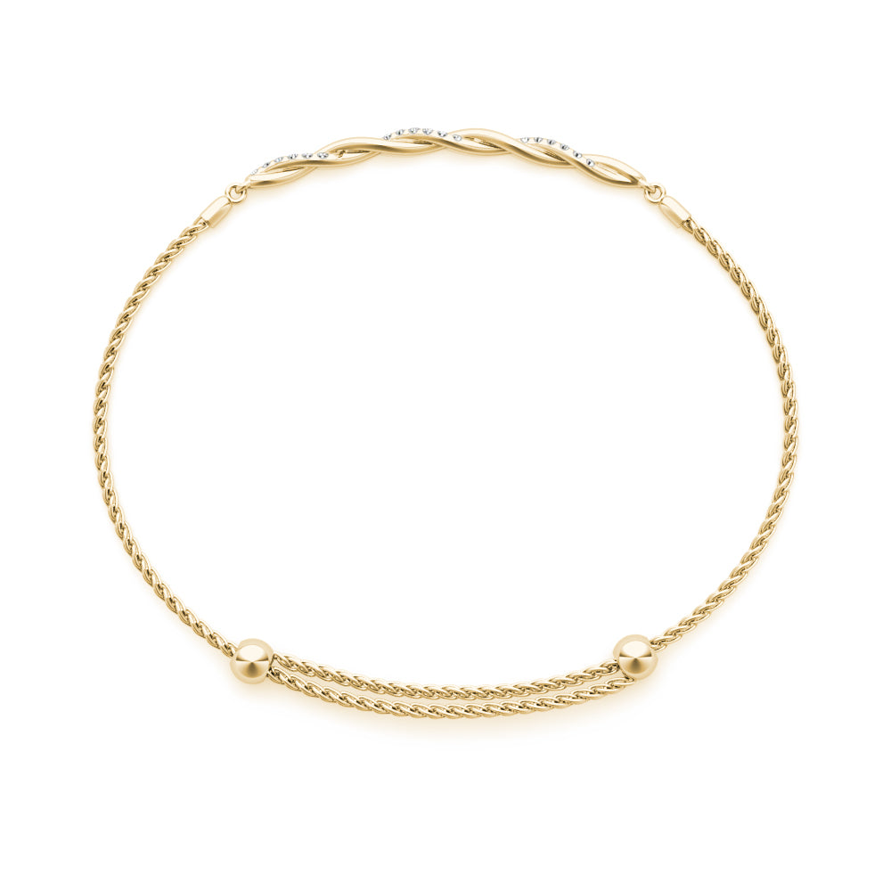 14K Yellow Gold Diamond Gold Twist Bracelet With 0.05 TCW Diamond (SI1-SI2, G-H)