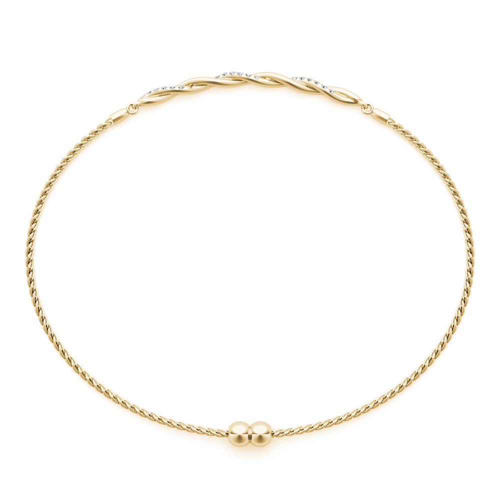 14K Yellow Gold Diamond Gold Twist Bracelet With 0.05 TCW Diamond (SI1-SI2, G-H)
