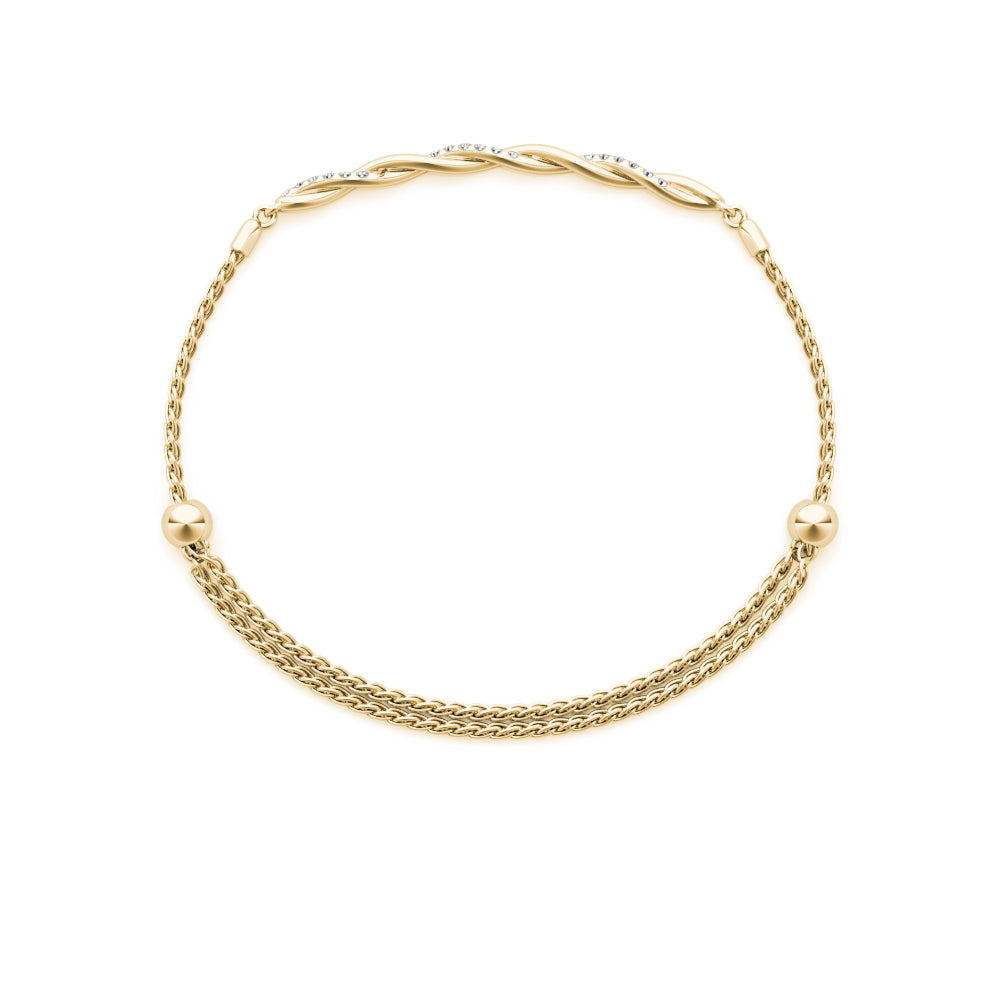 14K Yellow Gold Diamond Gold Twist Bracelet With 0.05 TCW Diamond (SI1-SI2, G-H)