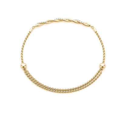 14K Yellow Gold Diamond Gold Twist Bracelet With 0.05 TCW Diamond (SI1-SI2, G-H)