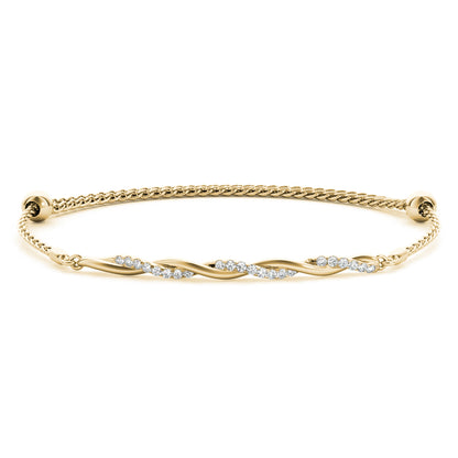 14K Yellow Gold Diamond Gold Twist Bracelet With 0.05 TCW Diamond (SI1-SI2, G-H)