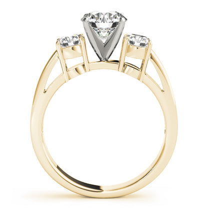 14K Yellow Gold Engagement Rings 3 Stone Round With 0.50 TCW Diamond (SI2, H-I)