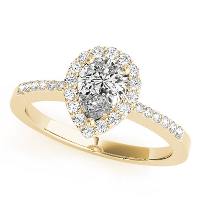 14K Yellow Gold Engagement Rings Halo Pear & Trillion With 0.23 TCW Diamond (SI2, H-I)