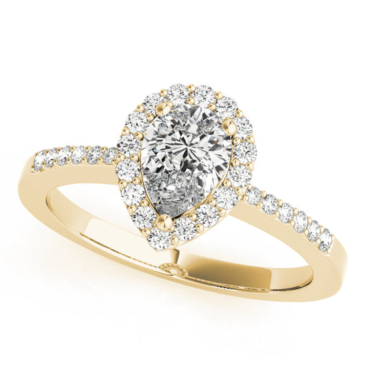 14K Yellow Gold Engagement Rings Halo Pear & Trillion With 0.23 TCW Diamond (SI2, H-I)