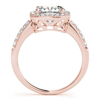 14K Rose Gold Engagement Rings Halo Square & Cushion With 0.22 TCW Diamond (SI2, H-I)