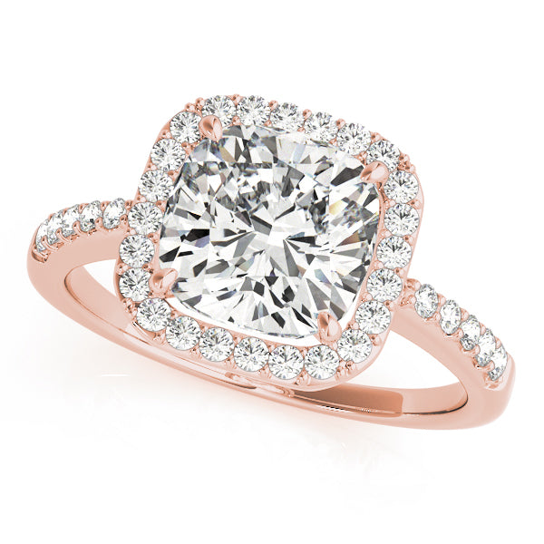 14K Rose Gold Engagement Rings Halo Square & Cushion With 0.22 TCW Diamond (SI2, H-I)
