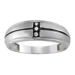 14K White Gold Gents Ring Solitaires With 0.03 TCW Diamond (SI2, H-I)