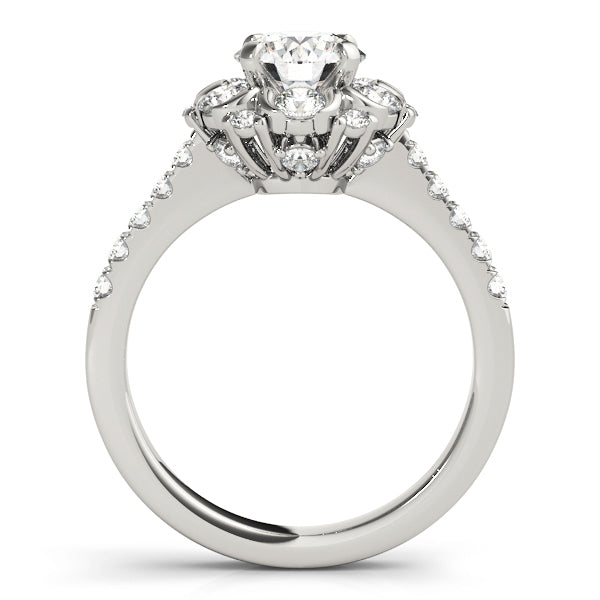 14K White Gold Engagement Rings Halo Round With 0.79 TCW Diamond (SI1-SI2, G-H)