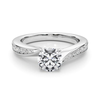 14K White Gold Engagement Rings Single Row Prong Set With 0.08 TCW Diamond (I1, H-I)