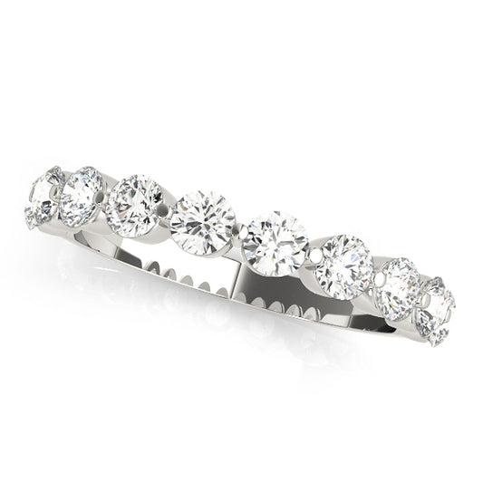 14K White Gold Single Prong Wedding Band With 0.40 TCW Diamond (I1, H-I)