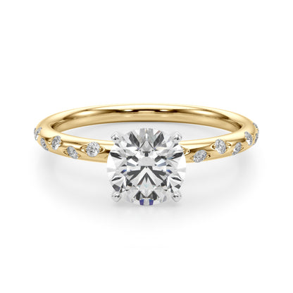 18K Yellow Gold Engagement Rings With 0.07 TCW Diamond (SI1-SI2, G-H)