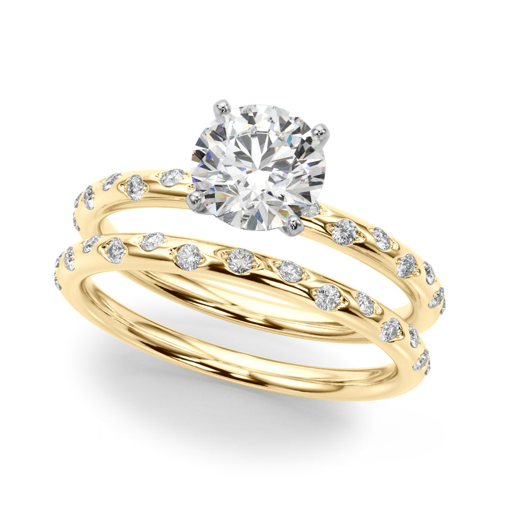 18K Yellow Gold Engagement Rings With 0.07 TCW Diamond (SI1-SI2, G-H)