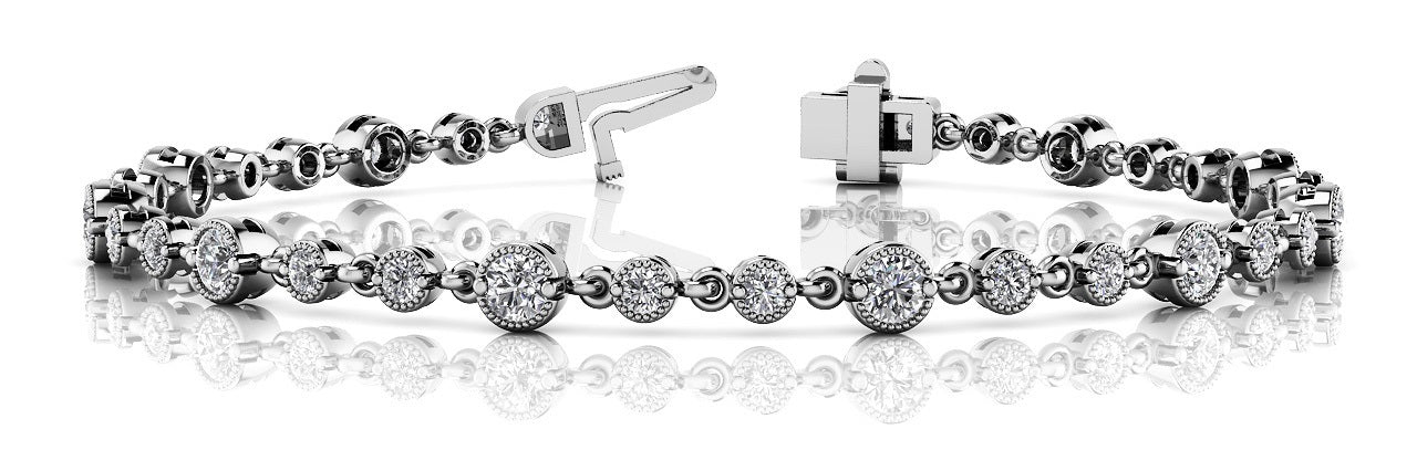 14K White Gold Bracelet With Milgrain With 2.10 TCW Diamond (I1, H-I)