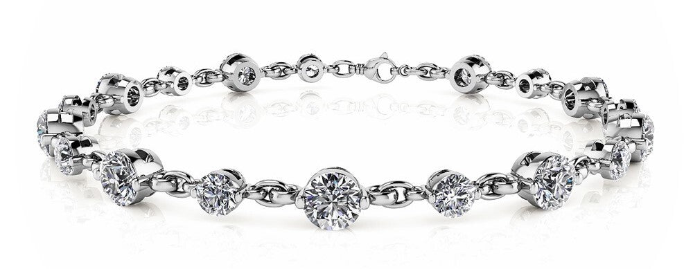 14K White Gold Single Prong Bracelet With 2.20 TCW Diamond (SI2, H-I)