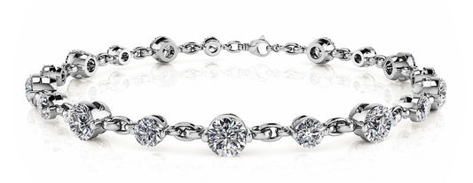 14K White Gold Single Prong Bracelet With 2.20 TCW Diamond (SI2, H-I)