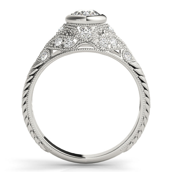 14K White Gold Engagement Rings Antique With 0.62 TCW Diamond (SI1-SI2, G-H)
