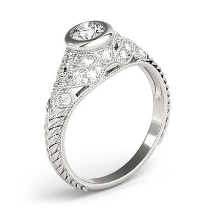 14K White Gold Engagement Rings Antique With 0.62 TCW Diamond (SI1-SI2, G-H)