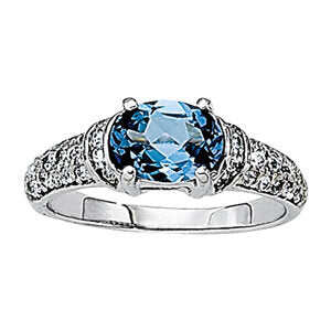 14K White Gold Color Rings Oval With 0.41 TCW Diamond (SI2, H-I)