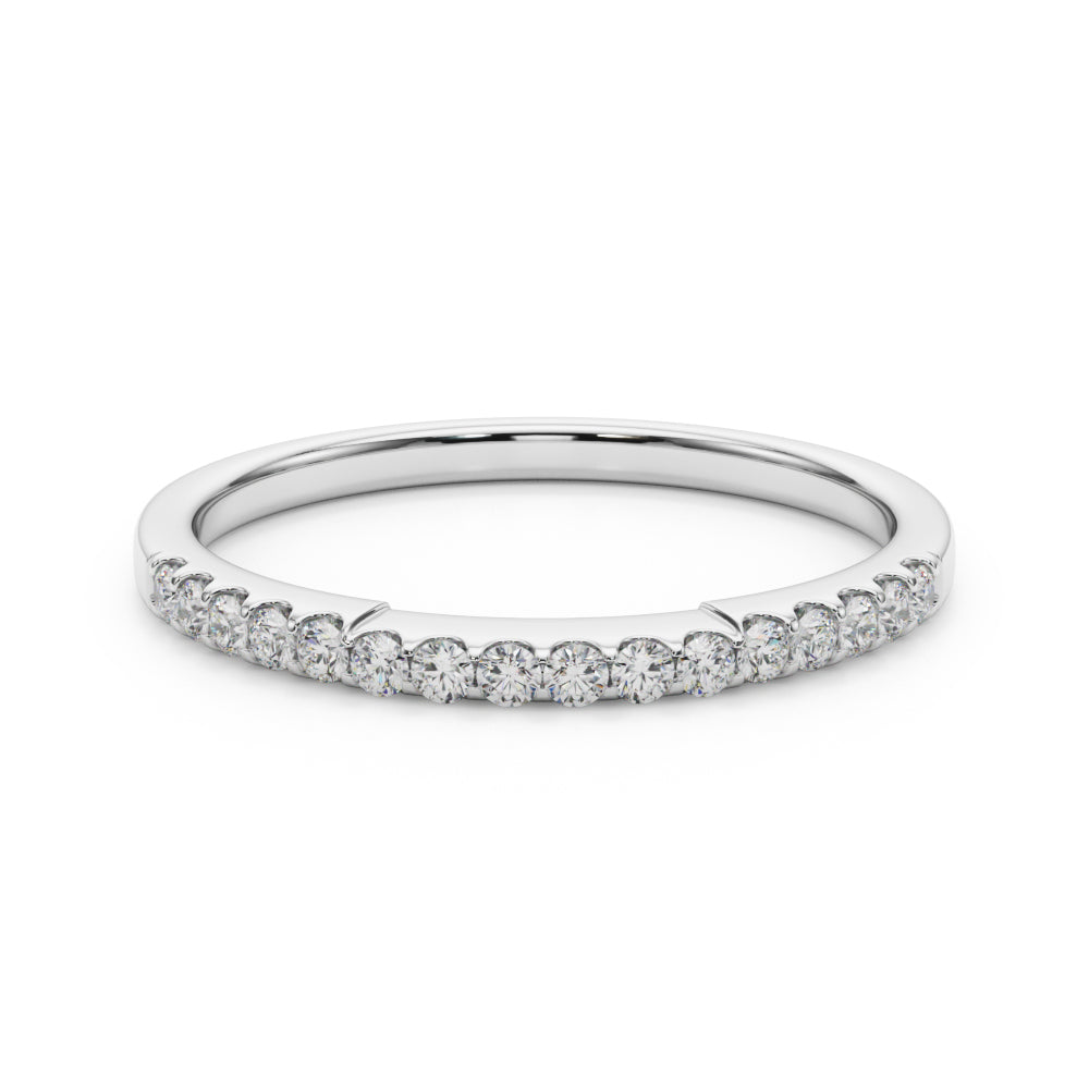 14K White Gold Wedding Band With 0.16 TCW Diamond (SI1-SI2, G-H)